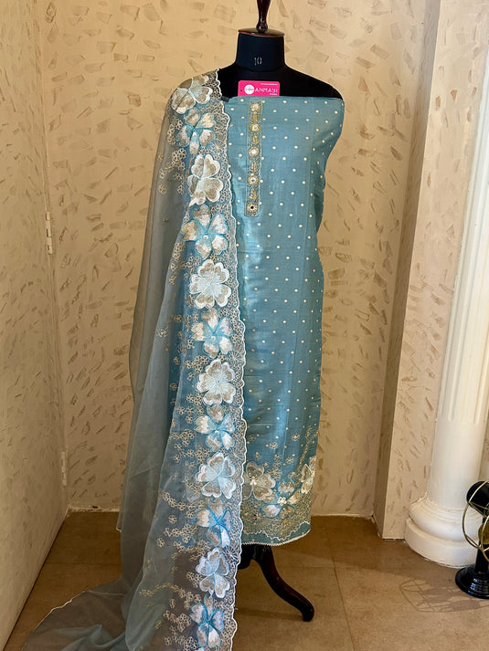 Shimmer banarasi cutwork suit set