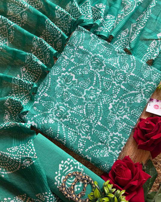 Hakooba self weave pure cotton suit set with batik