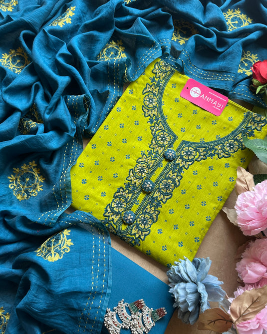 Combination cotton embroidered suit set