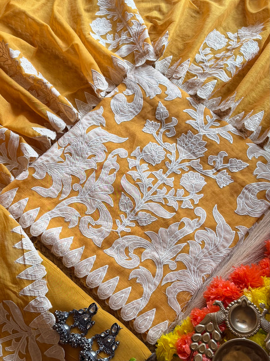Patch work Mul Chanderi suit