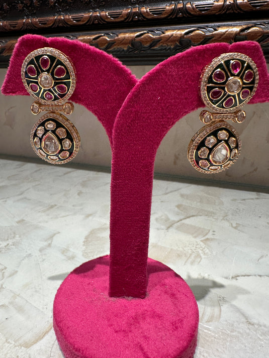 Meenakari Kundan layered earring