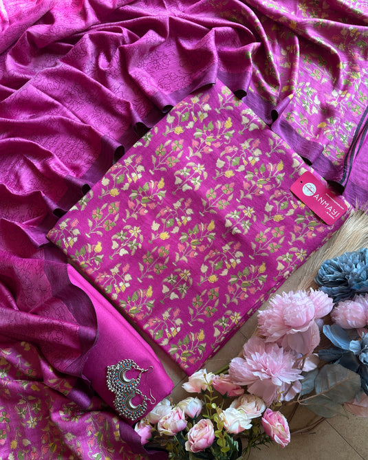Block print pashmina suit set