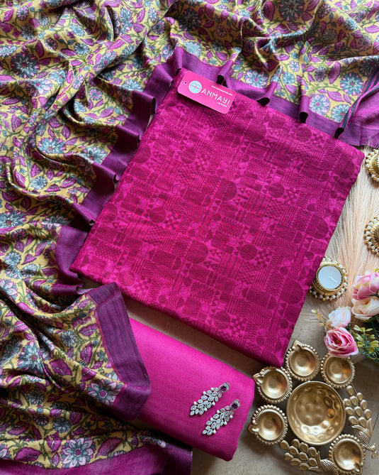 Pure pashmina self print with kalamkari shawl