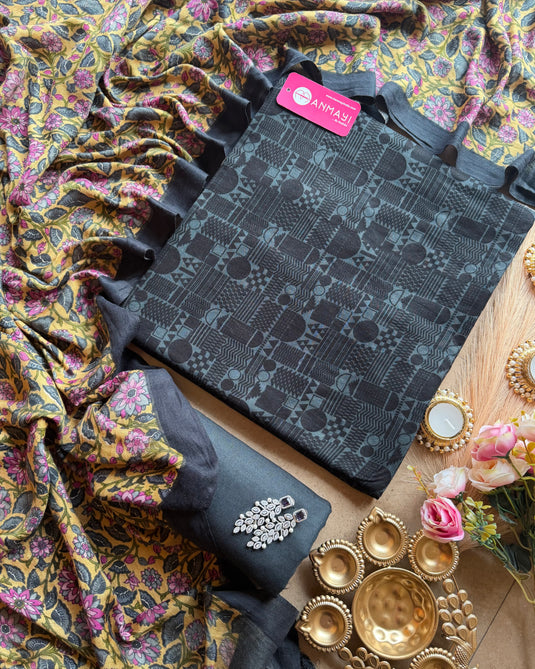 Pure pashmina self print with kalamkari shawl