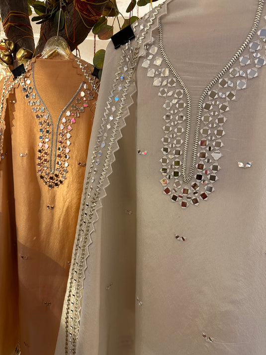 Mirror work shimmer pastel suit set