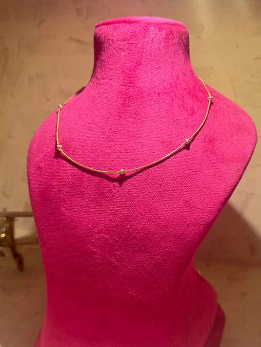 Rosie rhodium drop collar necklace