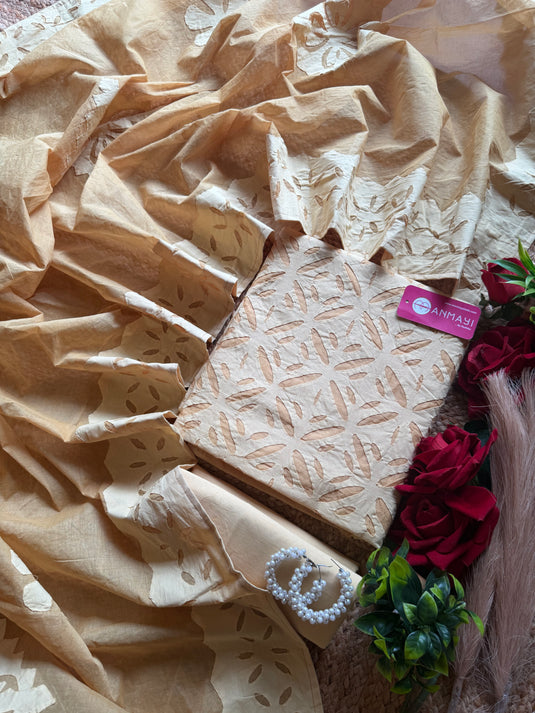 Appliqué work arkandi cotton suit set
