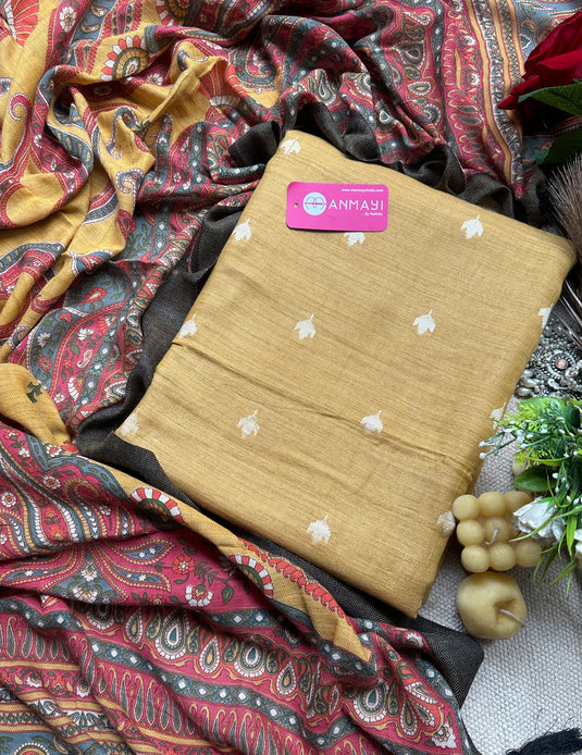 Khadi pashmina Banarasi weave suit with digital shawls