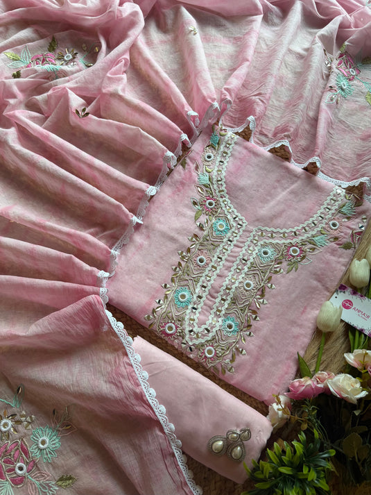 Sheesha Kashmiri shaded work Mul cotton suit set