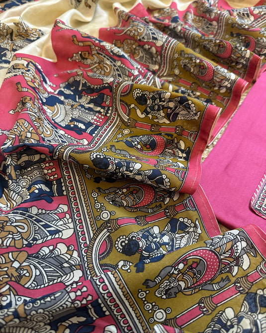 Madhubani art jaam cotton suit with mirror highlights