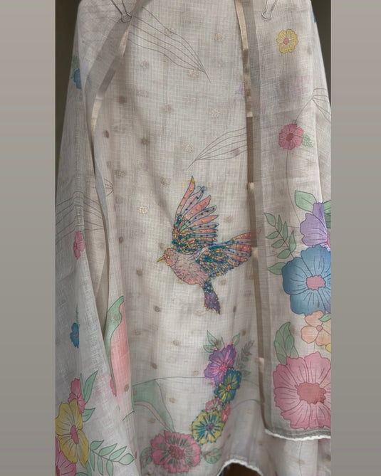 Neon garden Kota Banarasi ivory suit set