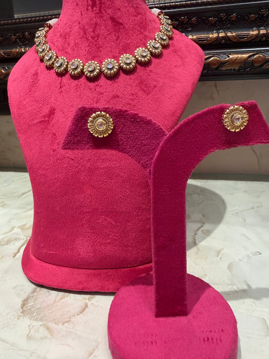 Phool oxidised choker set