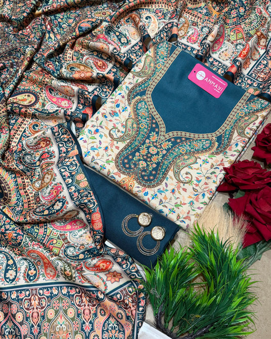 Combination digital kani print soft spun suit set