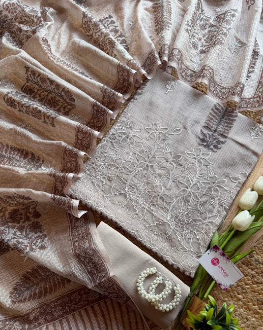 Cutwork Kota Doria block print suit set