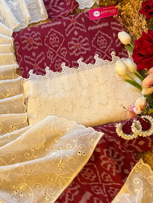 Hakooba Ikkat fusion cotton suit