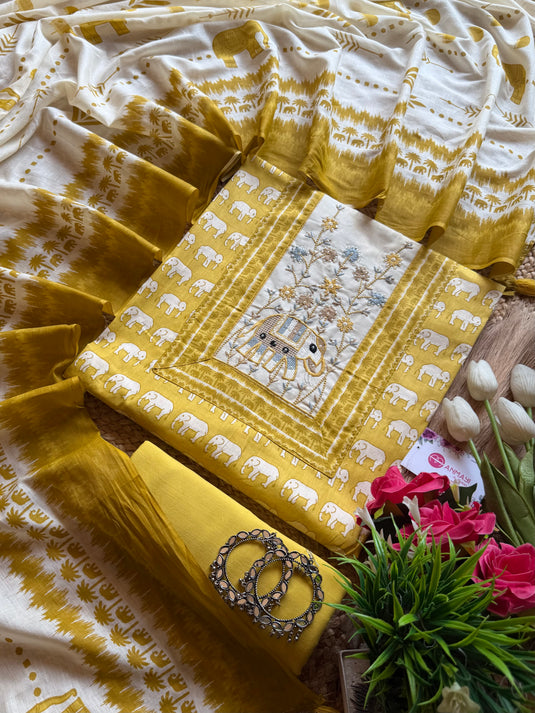 Gaja print cambric cotton suit set