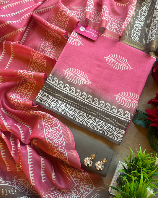 70 gms pure Chanderi handblock suit set