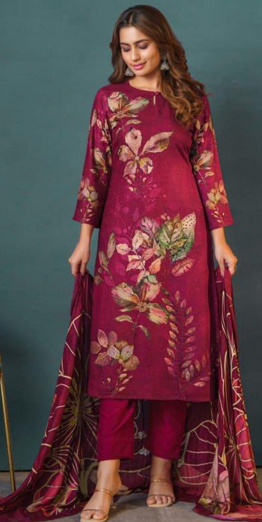 Soft viscose pashmina suit set