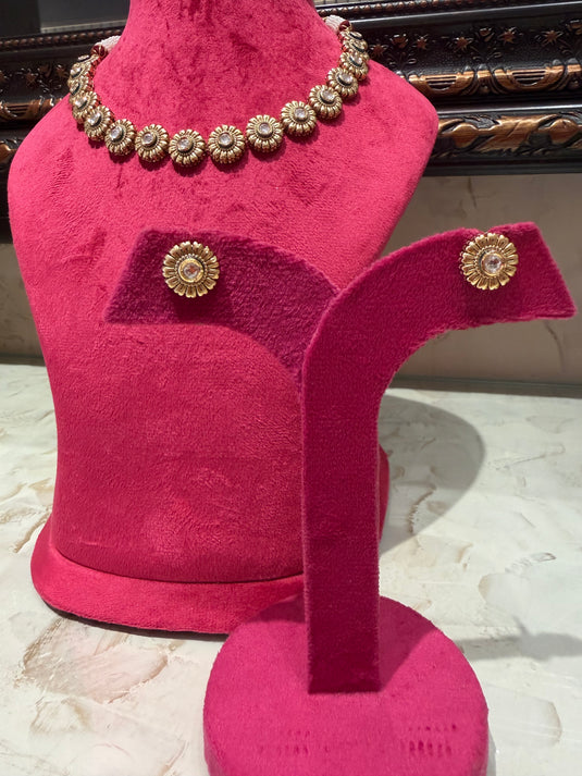 Phool oxidised choker set