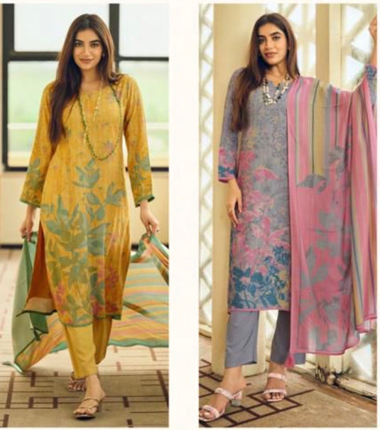 Digital pure pashmina pastel suit set