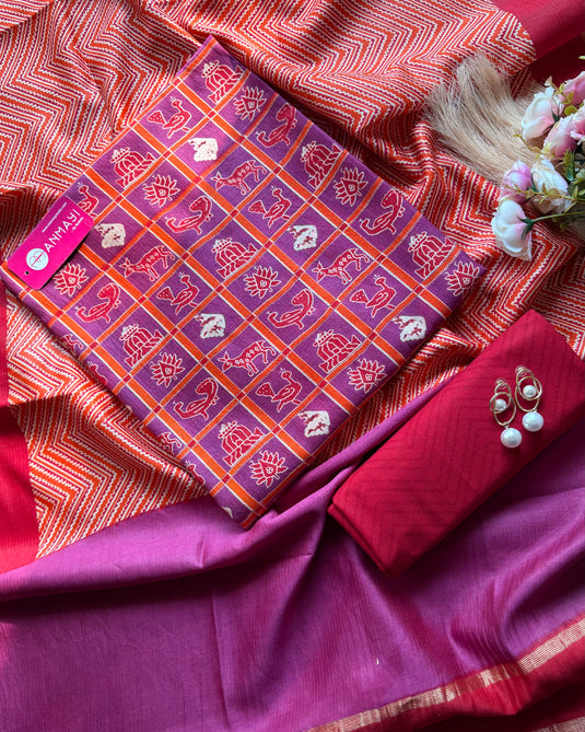 Patan Patola Print Maheshwari suit set