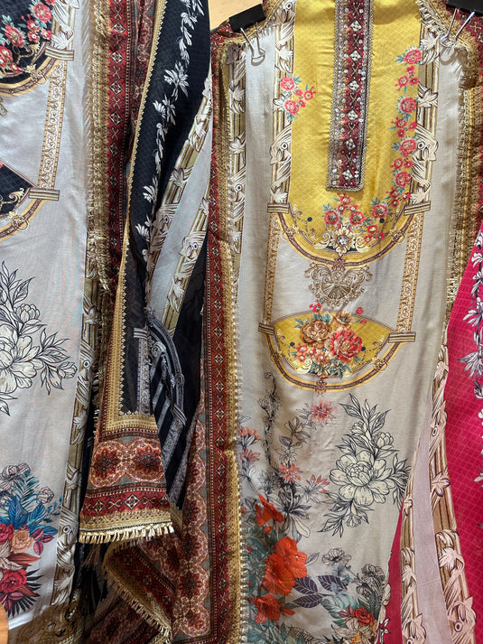 Persian print pure organza suit set