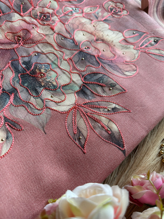 Pastel highlighted floral soft spun suit set