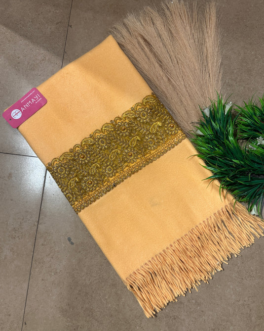 Organza embroidered patch woollen stoles