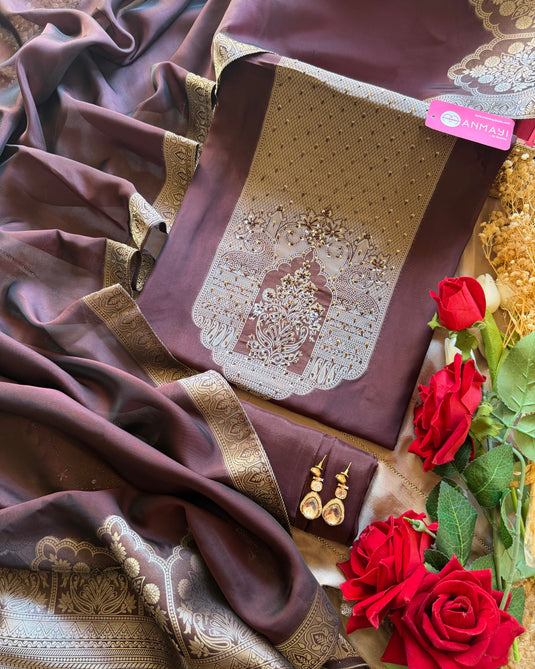 Taffeta Silk Zari weave suit set