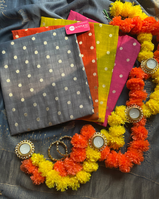 Banarasi ombré Mul Chanderi suit set with block print dupatta