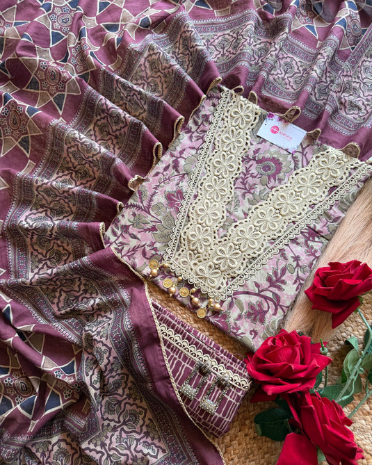 Pakistani pure cotton crochet suit set