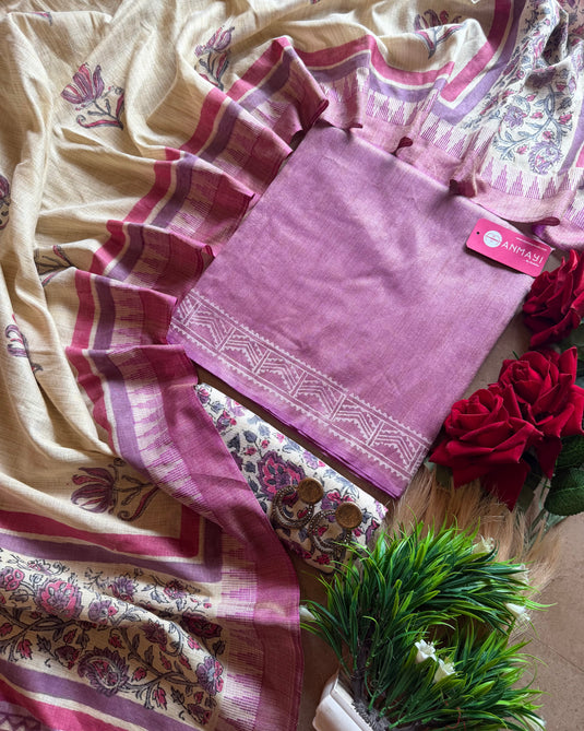 Khadi pashmina printed bottom dupatta suit set