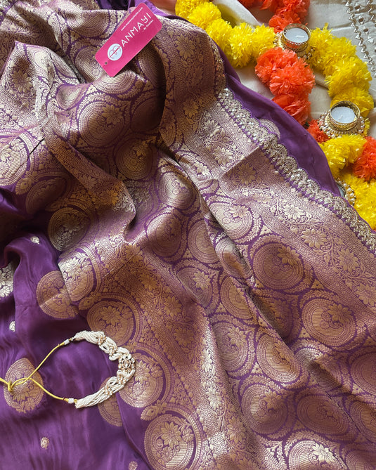 Banarasi dupian silk saree with lace and tassels