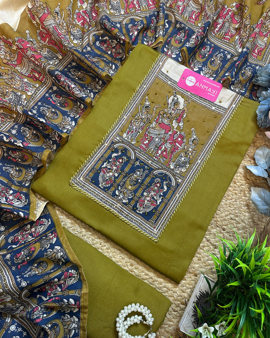 Madhubani art jaam cotton suit with mirror highlights