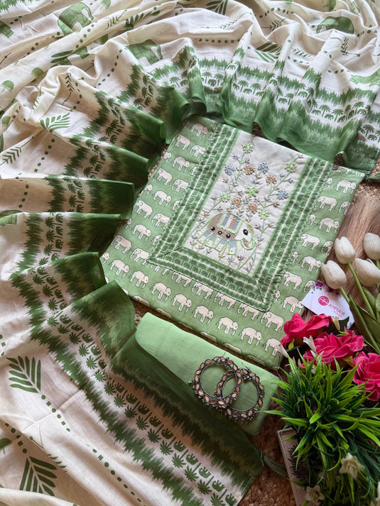 Gaja print cambric cotton suit set