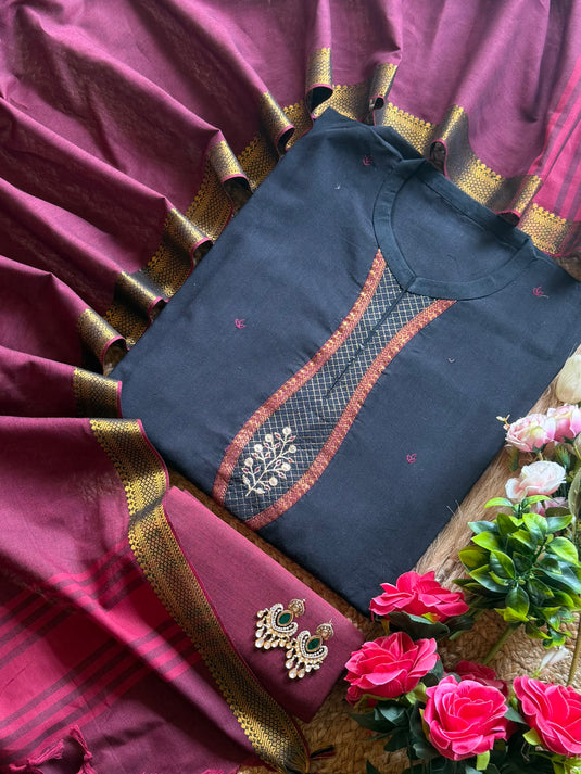 Combination pure handloom cotton suit set