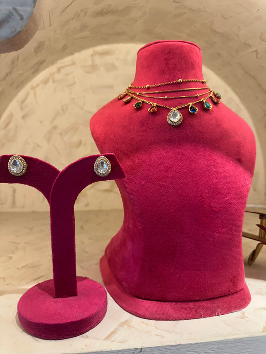 Layered chains with drops and earrings