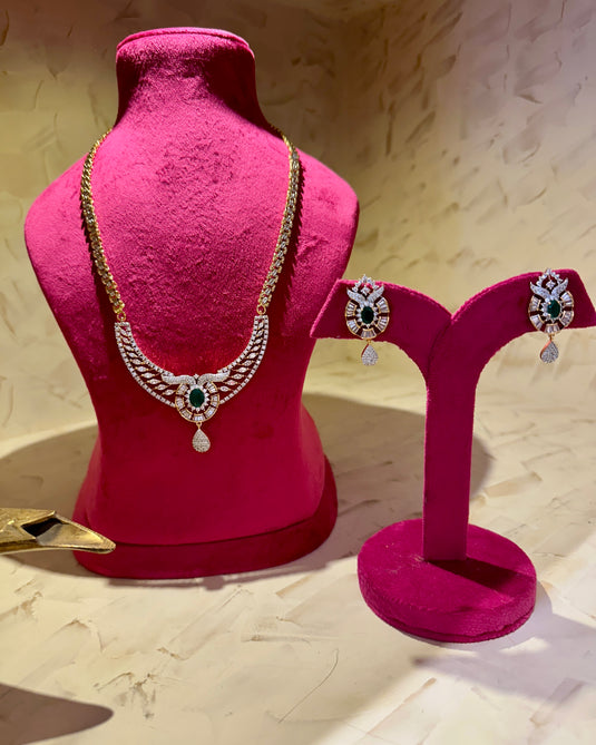 Glitter Diamond Panna Chain set