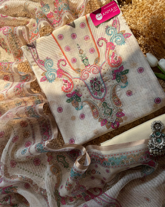Ivory Arabic Kota Banarasi suit set