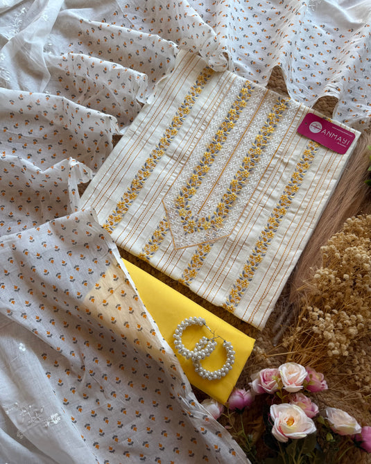 Lucknawi work combibation cream suit set