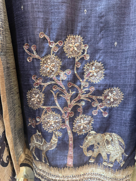 Highlighted Khadi Chanderi figure print suit set