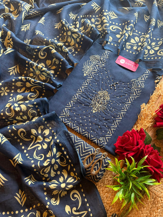 Block Art print fine Cambric cotton suit set