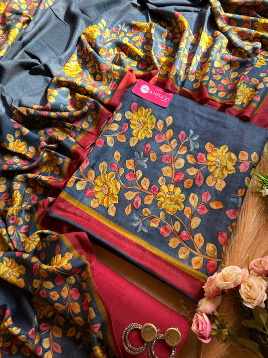 Pure pashmina printed suit set