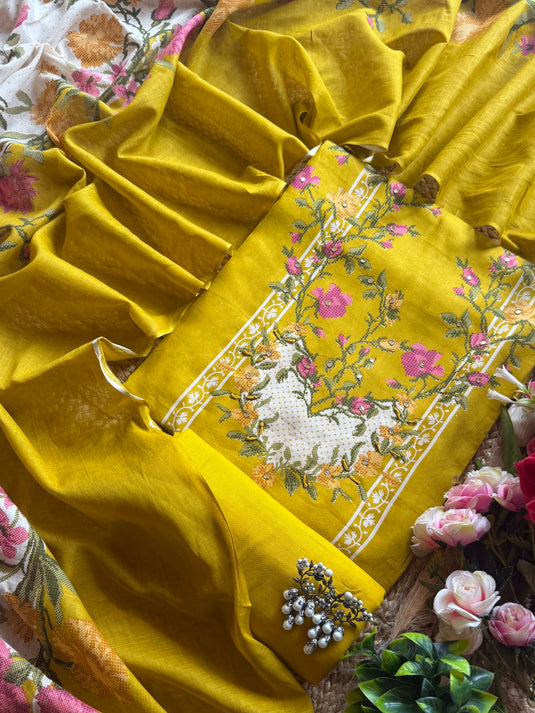 Pakistani stem printed Cambric cotton suit set