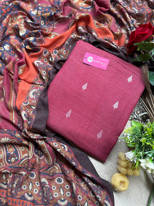 Khadi pashmina Banarasi weave suit with digital shawls