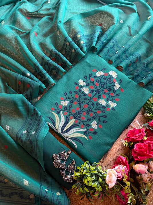 Jamdani Guldasta cotton silk suit set