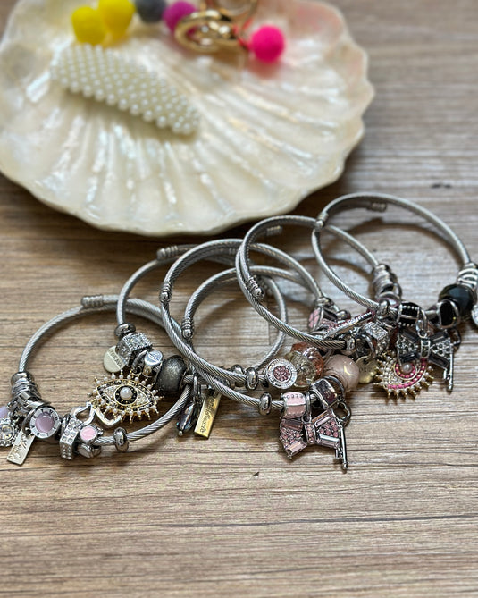 Silver charm bracelets