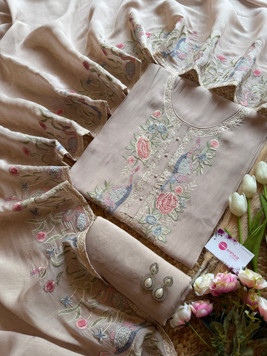 Mul Chanderi French needles suit set