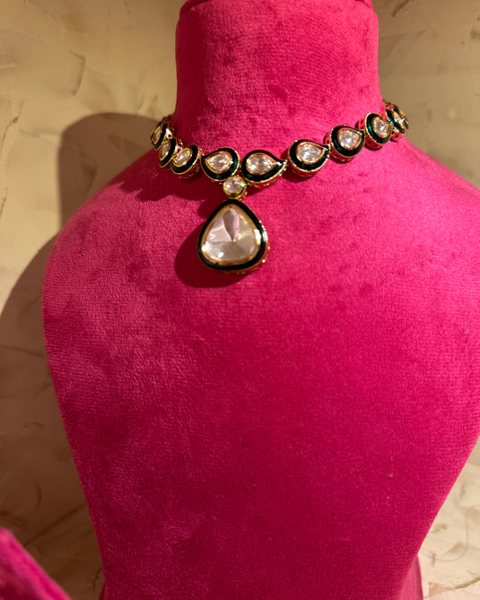 Raindrop Kundan necklace set