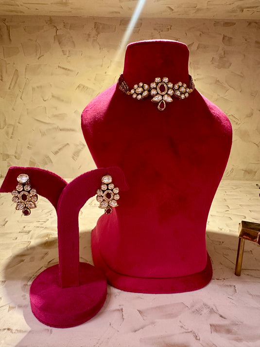 Kundan pink choker set